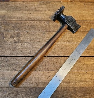 Vintage Primitive Farmhouse Oak Handled Meat Mallet Clever Axe Tenderizer ☆USA