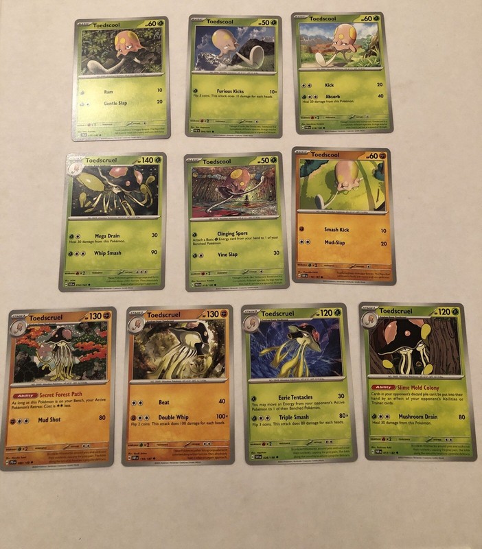 Lot Of 10 Toedscool and Toedscruel Pokemon Cards