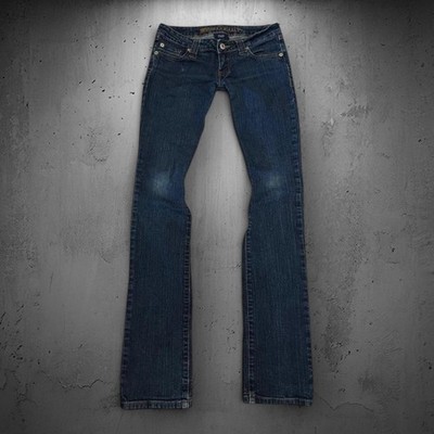 Vintage Y2K Blue Asphalt Low Rise Slim Straight Jeans 3R Dark Wash Indie Sleaze