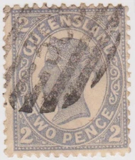 Stamp(Po175) 1897 QLD 2dBlue Post No.302 1RCancel ow234