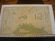 1891 Civil War Map 18" X 29": 10 MAPS IN 1 COAST OF TEXAS, petersburg, etc LXV