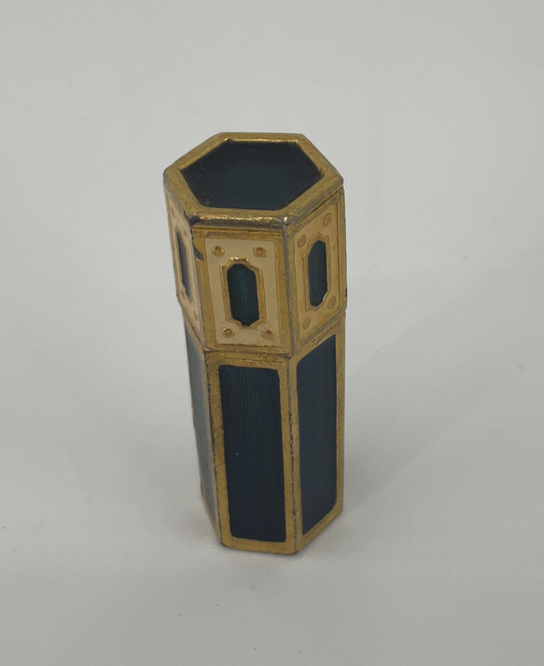 Estee Lauder Blue Enamel Bottle Gold Super Perfume Screw Top Empty