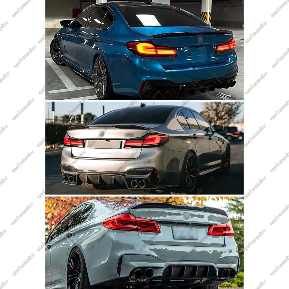 FOR 2017-2023 BMW 5-SERIES G30 530I 540I M550I V STYLE GLOSS BLACK TRUNK SPOILER - Image 4 of 4