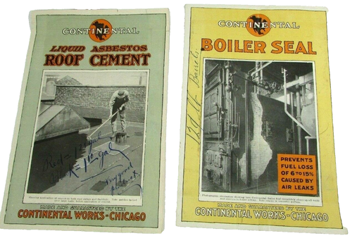 Continental Liquid Asbestos Roof Cement & Boiler Seal Advertising Handbills WWII - 第 1/5 張圖片