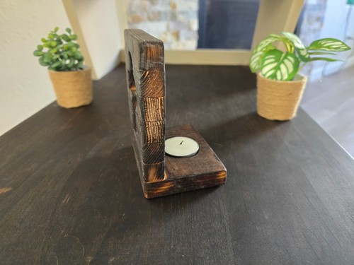 Handmade Wooden Cross Tealight Candle Holder Christian Home Decor Made in USA - Picture 7 of 11