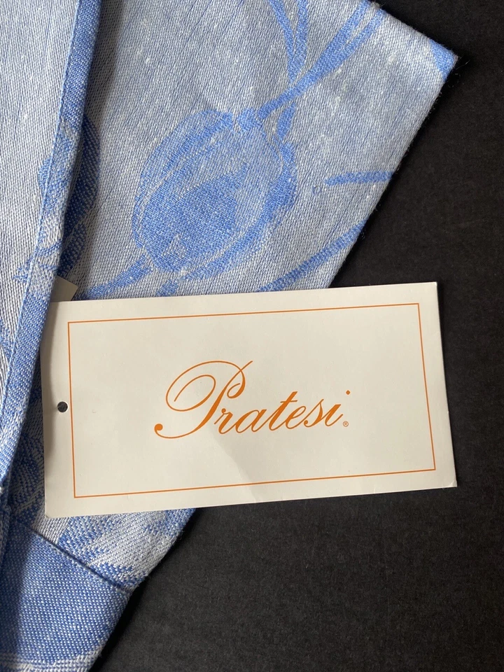 Pratesi Original 4 гостевые полотенца синий лен, тюльпаны дизайн. - Изображение 2 из 4