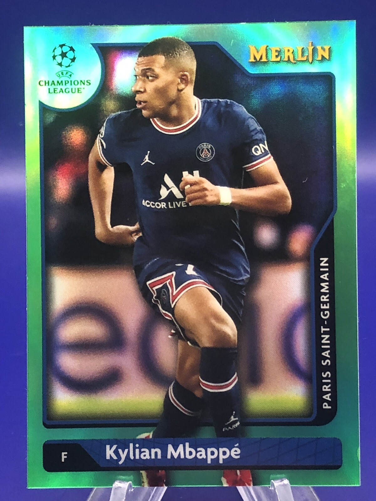 2022 KYLIAN MBAPPE /99 TRUE GREEN TOPPS MERLIN UEFA CHAMPIONS LEAGUE PSG