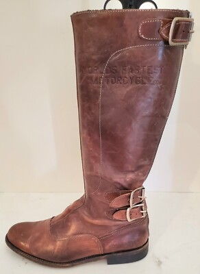 Triumph Paul Smiths Womens Brown Leather Motorcycle Boots  display picture 1