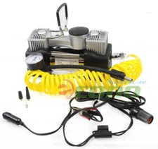 12V DC Twin Cyclinder Mini Metal Air pump Compressor Tire Inflator Kit 12 Volt