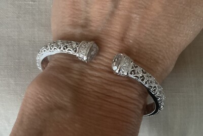 TACORI IV 925+CZ Epiphany Hinged Bangle Bracelet w/Oval Faceted CZ - Main Image