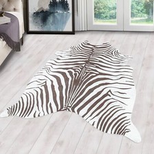 Kunstfell Teppich Waschbar Fellimitat Digitaldruck, Braun - Weiß, Kaminteppich