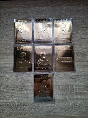SEVEN DANBURY MINT 22KT GOLD STAR TREK THE ORIGINAL SERIES TRADING CARDS 