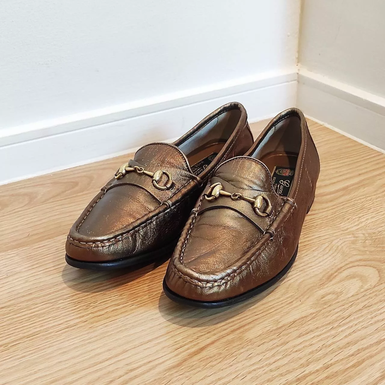 Mocassins Gucci Horsebit Jordaan 1953 cuir cuivre chaussures femme pointure : 36,5EU 6,5US