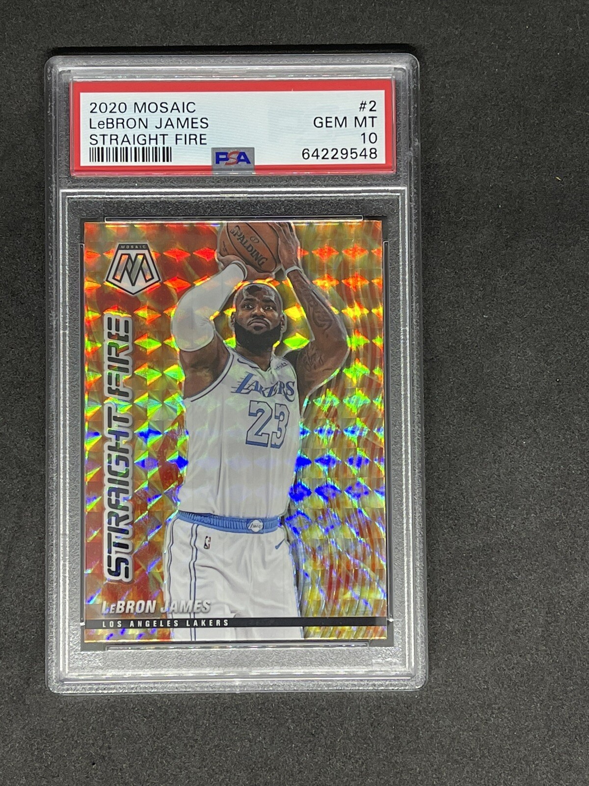 2020-21 Mosaic Lebron James Straight Fire Mosaic Prizm #2 PSA 10 Lakers D1