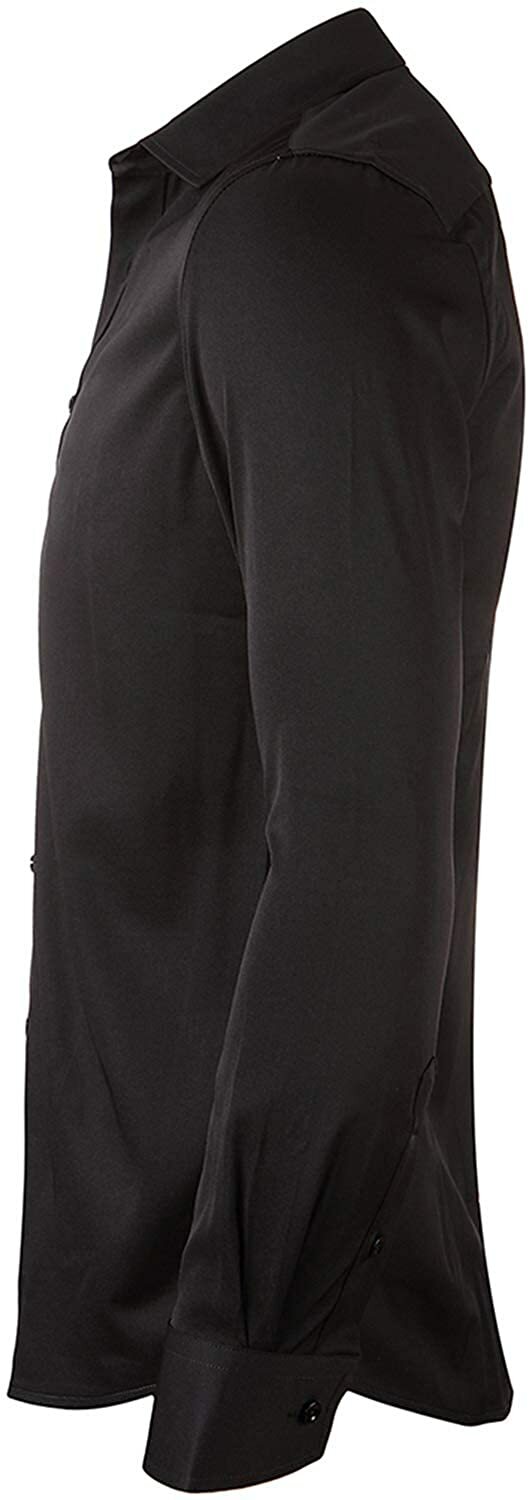 FLY HAWK Mens Dress Shirts, Slim Fit Long Sleeves Elastic Bamboo Fiber