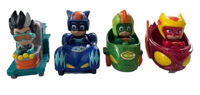 PJ Masks Mini Vehicle Set of 4 Romeo The Scientist Gekko Catboy Owlette Figures