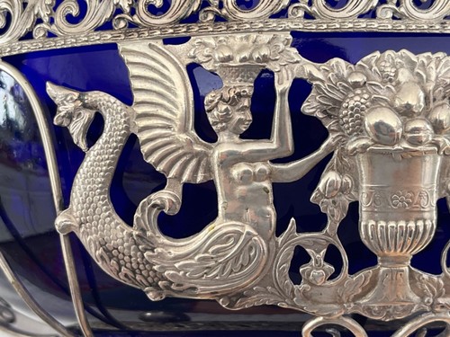 German 800 Silver Mermaid openwork basket serving bowl 14 oz Siren 10” - Picture 3 of 7