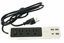 3 Outlet Surge Protector Power Strip Grounded Flat Plug Extension Cord 6FT USB-C