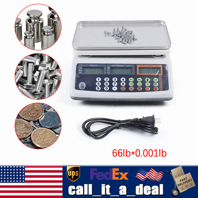 Precision Digital Weight Parts Coin Counting Scale Balance 30Kg 66LB x 0.001lb
