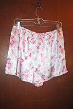 Secret Treasures White with Pink Floral Pjs Shorts - Sleep Shorts - Ladies Large