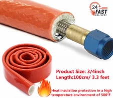 3/4"ID Heat Protection Sleeve for Wires Silicone Coated Fiberglass Heat Shielded