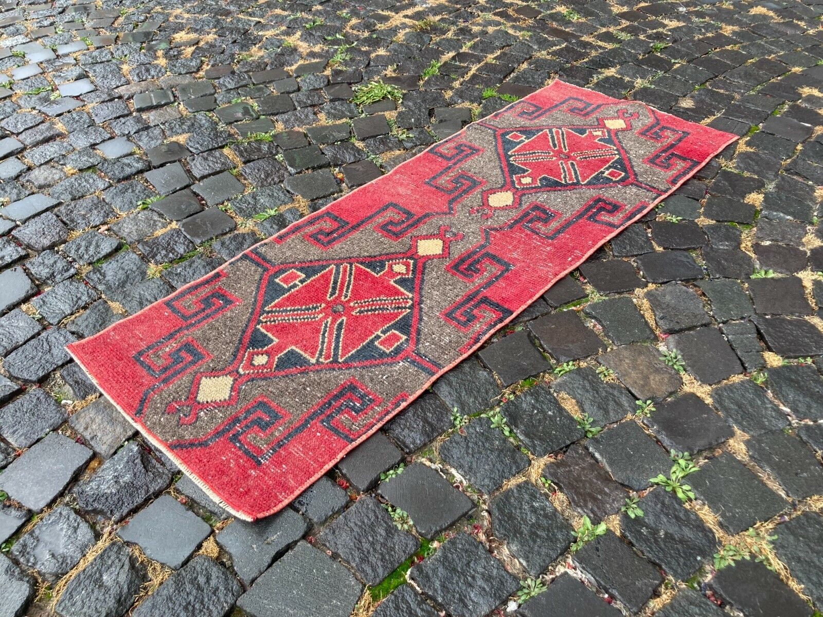 Turkish rug, Runner rug, Vintage rug, Handmade, Corridor, Wool | 1,7 x 4,9 ft 