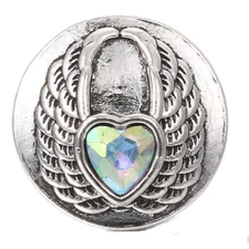 Snap Jewelry Crystal Wing Angel Silver Base 18-20mm Fits Ginger Charm Items