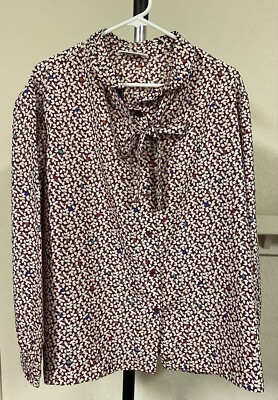 The Wardrobe Builder By Lady Devon Women s Blouse 44(24w), Burgundy W/Leaf Print