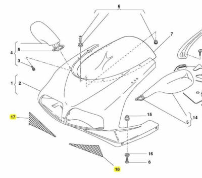 Ducati OEM Front Upper Nose Fairing Cowl Mesh Air Intake Screen
