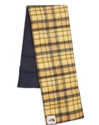 The North Face Plaid Insulated Scarf Summitt Gold Mens Womens Carry Case 