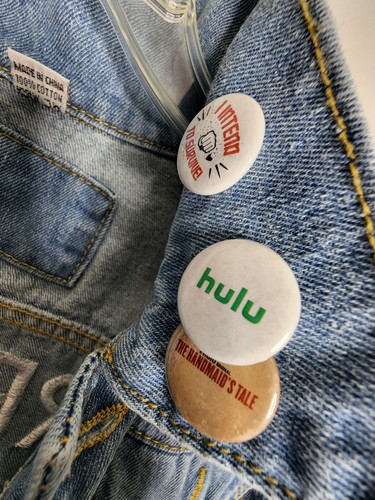 Handmaids Tale & Hulu Promo "Resist" Denim Jacket Size L Distressed Embroidered - Picture 5 of 6