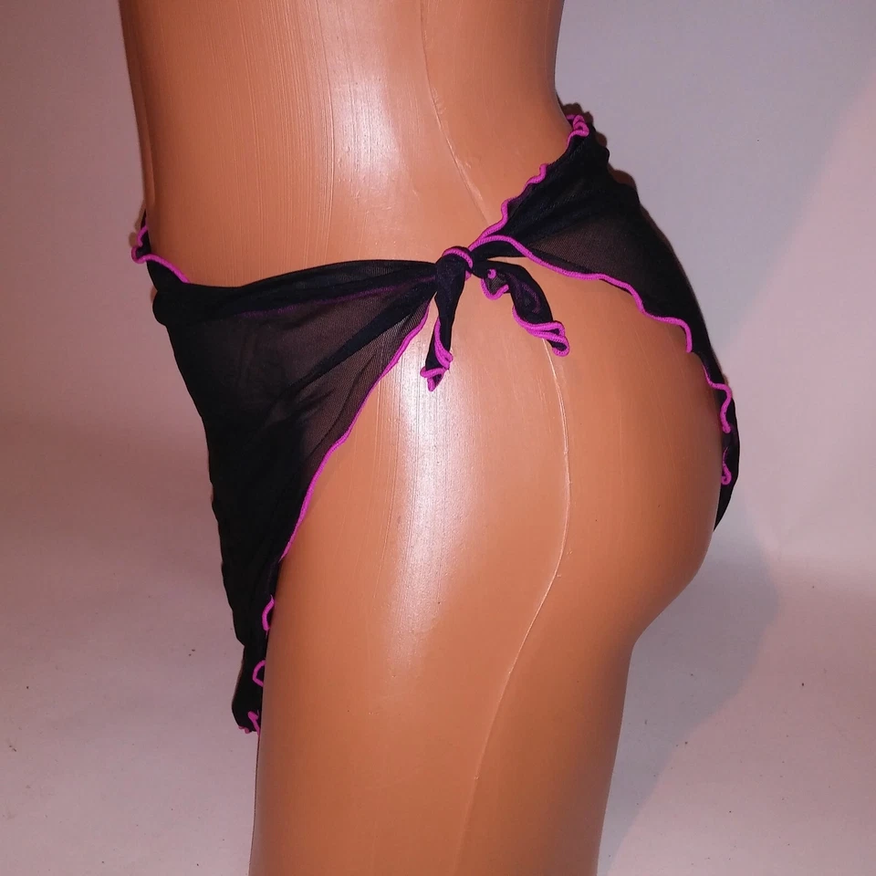 Joe Boxer Nadar Playa Sarong Cubrir Niñas Talla 10 1/2 Negro Rosa Borde Transparente Nuevo Foto 4 de 4