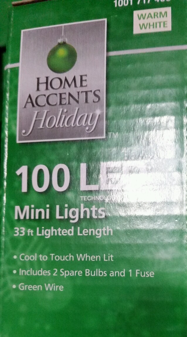 Home Depot Accents 100 LED MINI STRING LIGHTS Warm White on GREEN wire