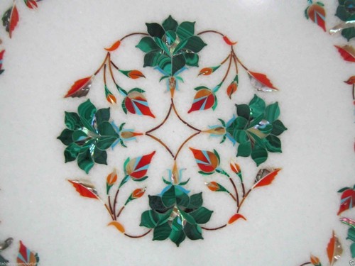 12" Marble Corner Table Top Malachite Multi Stone Home Decor - Picture 2 of 5
