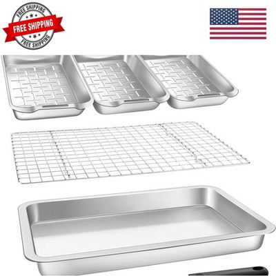 Grill Carry System, 6-Piece Stainless Steel Large Food Prep Tray, 16.5'' x 11''...