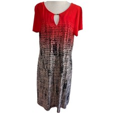 Calvin Klein Short Sleeve Shift Dress Ombré Red Black White Size Large