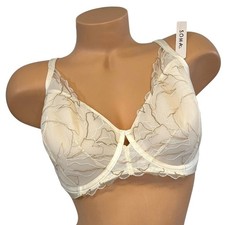 Soma Size 38DD Linework Embroidered Lightly Lined Plunge Bra Champagne Lace