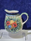 Vintage UNIKAT Polish Pottery Pitcher Floral, Made In Poland, Excellent 