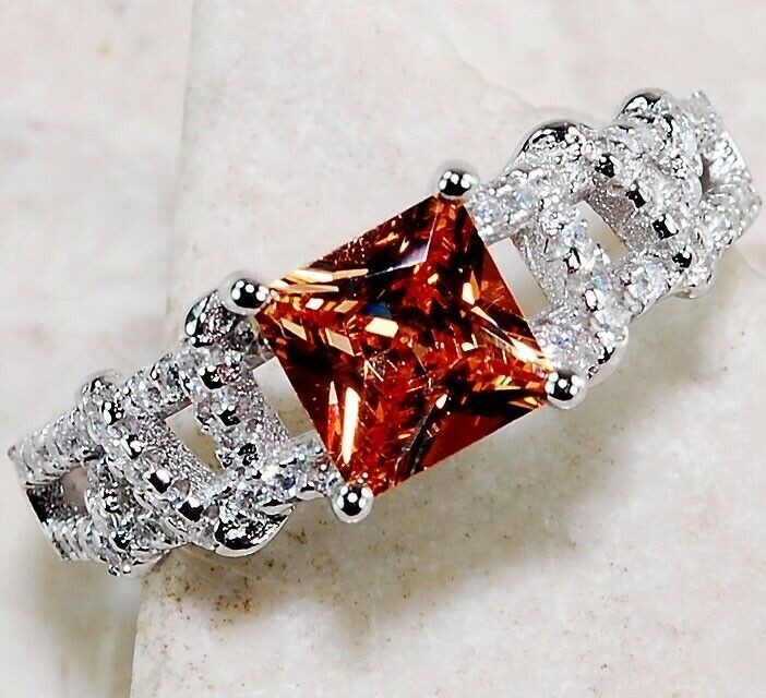 2CT  Padparadscha 925 Sterling Silver Ring Sz 6 &3-9