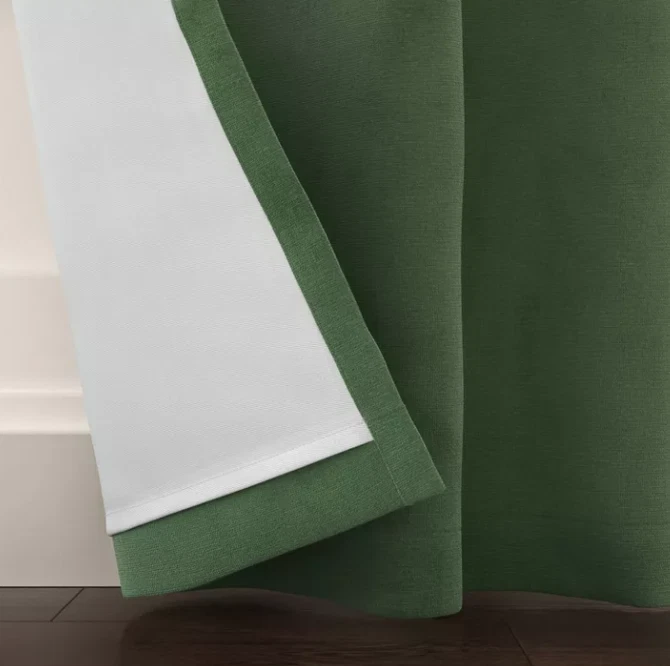Blackout Velvet Window Curtain Panel Threshold Green 50" W x 63" L - Image 3 of 4