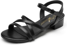 Girls Sandals Low Heels Open Toe Flower Girl Dress Shoes Party Wedding