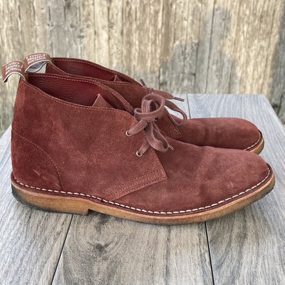 RM Williams Desert Chukka Boots Men 11 AU 10 Red Suede Leather