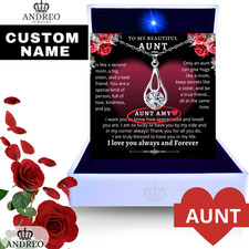 Aunt CUSTOM Gift Drop Silver Necklace Auntie Gifts From Niece Nephew