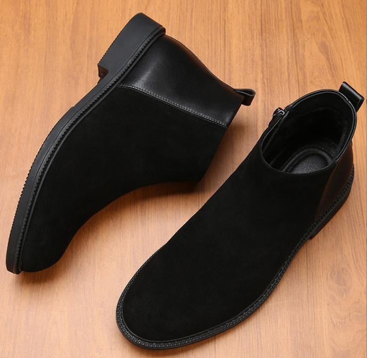 Chic Men's Faux Suede Patchwork Zip Ankle Boots Western Casual Dress Party Shoes