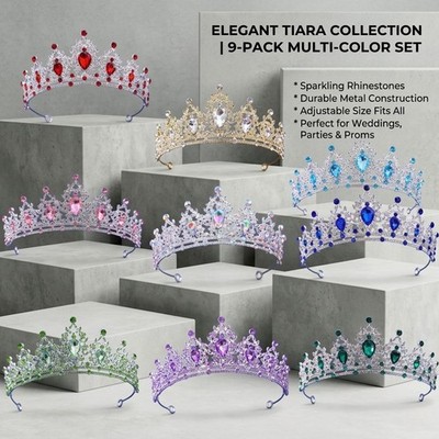 Crystal Tiara Hair Crown AB Rhinestone Wedding Party Hair Accessory for Women