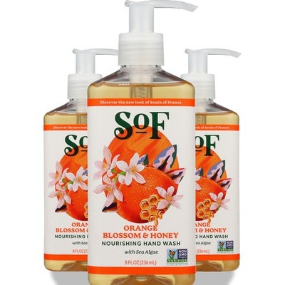 South Of France Orange Blossom & Honey Nourishing Hand Wash 8 Oz 3 Pack
