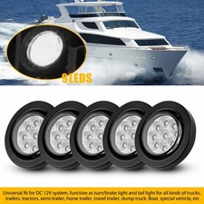 5pcs for Truck RV 2" Inch DOT 9 LED White Round Trailer Marker Light w/ Grommet