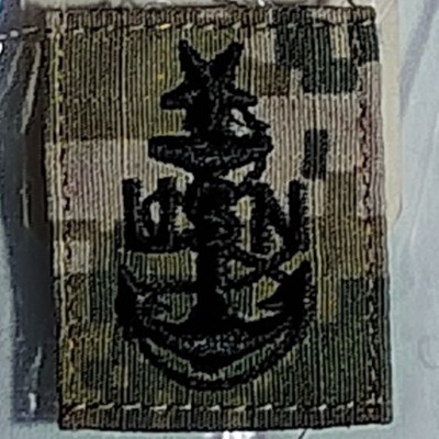 Master Chief Petty Officer 1st Class (E-9) Sew-On Cap Emblem, Woodland Digital