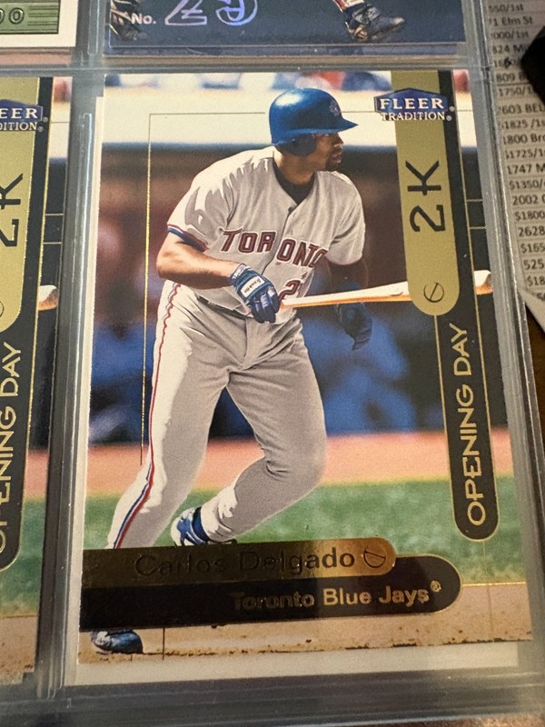 Carlos Delgado 2 card lot 2000 Opening Day 2K #16 Skybox Metal #178 Blue Jays