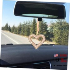 Bling Heart Car Hanging Accessories - Crystal Rhinestone Vehicle Rear Champagne